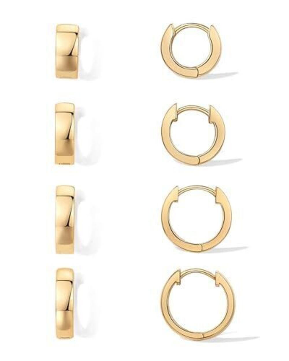 5274 18K Yellow Gold Plated 925 Sterling Silver Posts Four Pairs Small Hoop